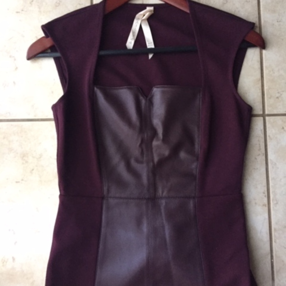 Bailey 44 faux leather, dark merlot cap-sleeve top